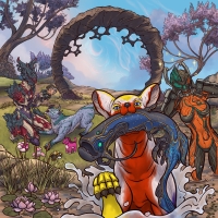 Fully digital painting for the cover of the Conquera Colouring Book