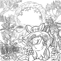 Fully digital line art for the Conquera Colouring Book