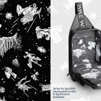 The New War space battle fabric pattern